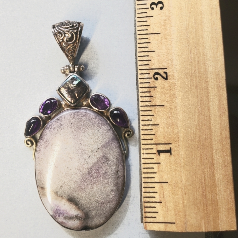 Lepidolite sterling silver pendant